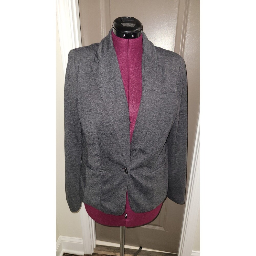 JCPenney Grey Blazer One Button Sport Coat Women’s XL Rayon Polyester *Flawed